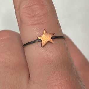 Handmade sterling silver and copper star ring approx size 6